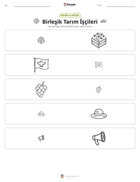 Birleşik Tarım İşçileri yazdırılabilir çalışma sayfası önizlemesi