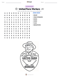 United Farm Workers afdrukbare werkblad voorbeeld