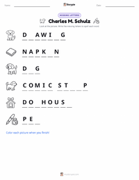 Charles M. Schulz printable worksheet preview