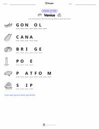 Venice printable worksheet preview