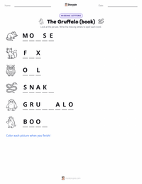 The Gruffalo (book) printable worksheet preview
