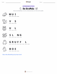 De Gruffalo (boek) afdrukbare werkblad voorbeeld