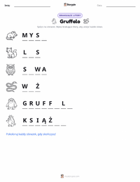 Podgląd drukowalnego arkusza ćwiczeń Gruffalo (książka)