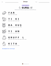 Gruffalo (kitap) yazdırılabilir çalışma sayfası önizlemesi