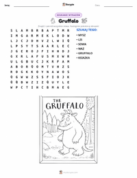 Podgląd drukowalnego arkusza ćwiczeń Gruffalo (książka)