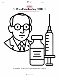 Erster erfolgreicher Polio-Impfstoff (1955) Malvorlage für Kinder