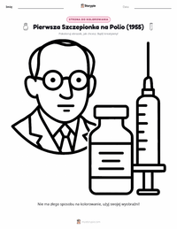 Strona do kolorowania Pierwsza skuteczna szczepionka przeciwko polio (1955) dla dzieci