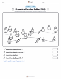 Aperçu de la feuille de travail imprimable Premier vaccin efficace contre la polio (1955)