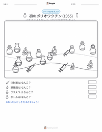 初の成功したポリオワクチン (1955年) の印刷可能ワークシートプレビュー