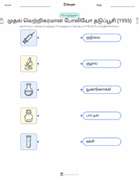 முதல் வெற்றிகரமான போலியோ தடுப்பூசி (1955) குழந்தைகளுக்கான அச்சிடக்கூடிய வேலைப்பதிவு