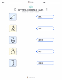 首个成功的脊髓灰质炎疫苗（1955年） 可打印工作表，适合儿童