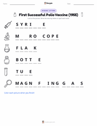First Successful Polio Vaccine (1955) printable worksheet preview