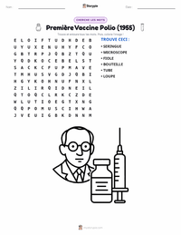 Aperçu de la feuille de travail imprimable Premier vaccin efficace contre la polio (1955)