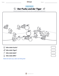 Der Fuchs und der Tiger druckbare Arbeitsblatt Vorschau
