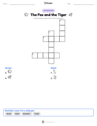 The Fox and the Tiger printable worksheet preview