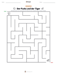 Der Fuchs und der Tiger druckbare Arbeitsblatt Vorschau