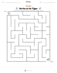 De Vos en de Tijger afdrukbare werkblad voorbeeld