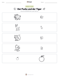 Der Fuchs und der Tiger druckbare Arbeitsblatt Vorschau