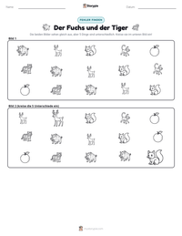 Der Fuchs und der Tiger druckbare Arbeitsblatt Vorschau