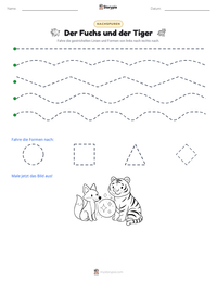 Der Fuchs und der Tiger druckbare Arbeitsblatt Vorschau