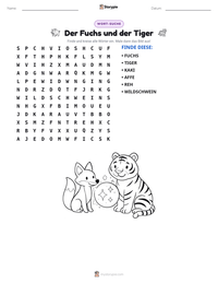 Der Fuchs und der Tiger druckbare Arbeitsblatt Vorschau