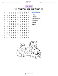 The Fox and the Tiger printable worksheet preview