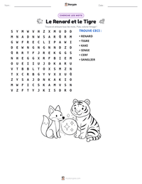 Aperçu de la feuille de travail imprimable Le Renard et le Tigre