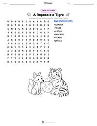 Prévia da folha de atividades imprimível A Raposa e o Tigre
