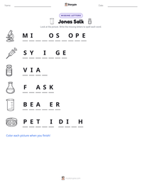 Jonas Salk printable worksheet preview