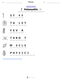 Poliomyelitis printable worksheet preview