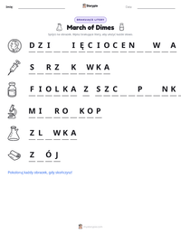 Podgląd drukowalnego arkusza ćwiczeń March of Dimes