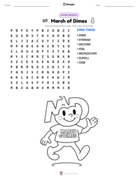 March of Dimes printable worksheet preview