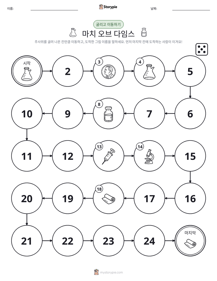 주사위 굴리고 이동하기 게임