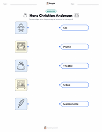 Feuille de travail imprimable Hans Christian Andersen pour les enfants