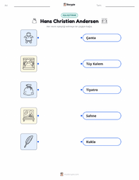 Hans Christian Andersen çocuklar için yazdırılabilir çalışma sayfası