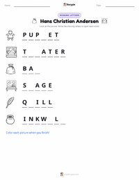 Hans Christian Andersen printable worksheet preview