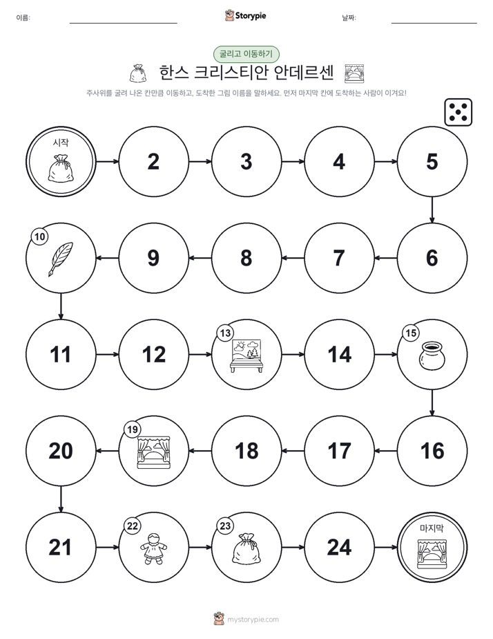 주사위 굴리고 이동하기 게임