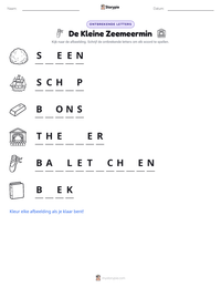 De Kleine Zeemeermin afdrukbare werkblad voorbeeld