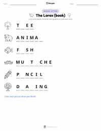 The Lorax (book) printable worksheet preview