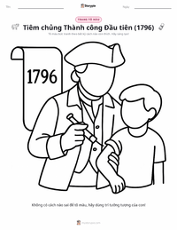 Trang tô màu Tiêm chủng thành công lần đầu tiên (1796) cho trẻ em