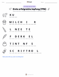 Erste erfolgreiche Impfung (1796) druckbare Arbeitsblatt Vorschau