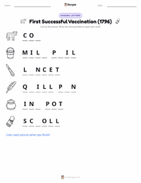 First Successful Vaccination (1796) printable worksheet preview