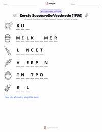 Eerste Succesvolle Vaccinatie (1796) afdrukbare werkblad voorbeeld