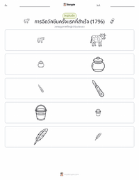 การฉีดวัคซีนที่ประสบความสำเร็จครั้งแรก (พ.ศ. 2339) ตัวอย่างแบบฝึกหัดที่พิมพ์ได้