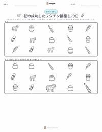 初の成功したワクチン接種 (1796年) の印刷可能ワークシートプレビュー