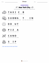 New York City printable worksheet preview