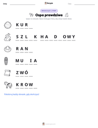 Podgląd drukowalnego arkusza ćwiczeń Ospa prawdziwa