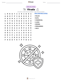 Vista previa de la hoja de trabajo imprimible de Viruela