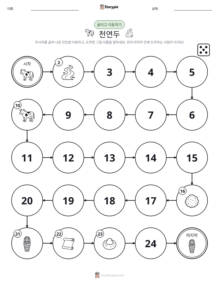 주사위 굴리고 이동하기 게임