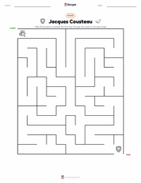 Jacques Cousteau printable worksheet preview